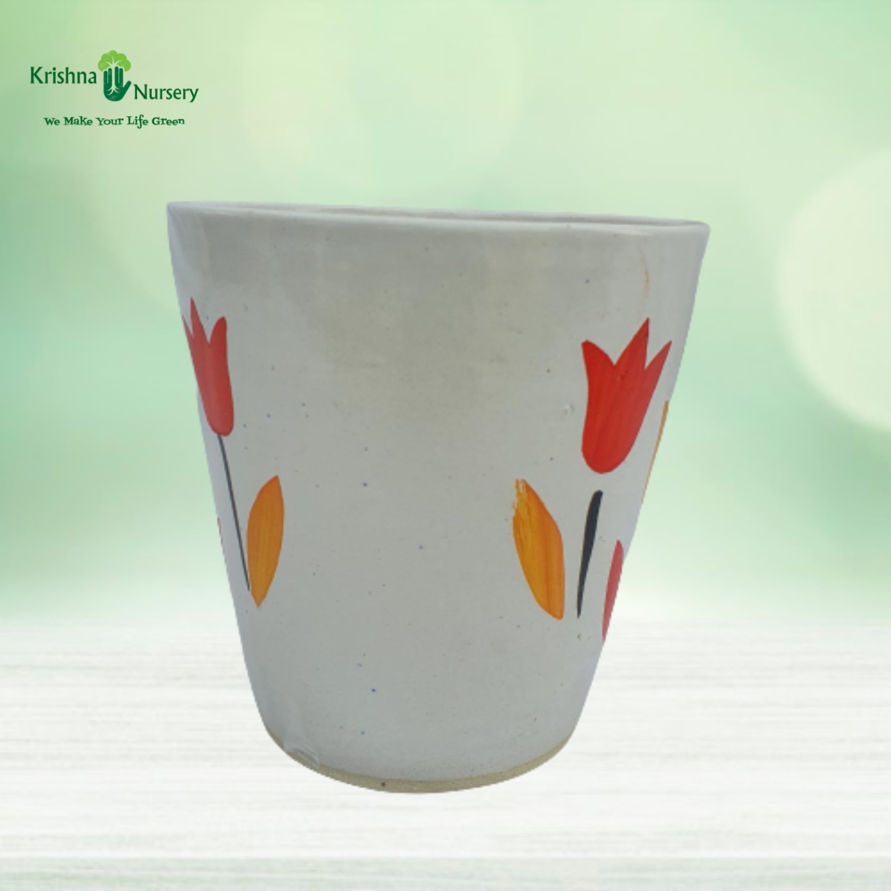 Flower Printed Ceramic Pot - Ceramic Pots -  - flower-printed-ceramic-pot -   